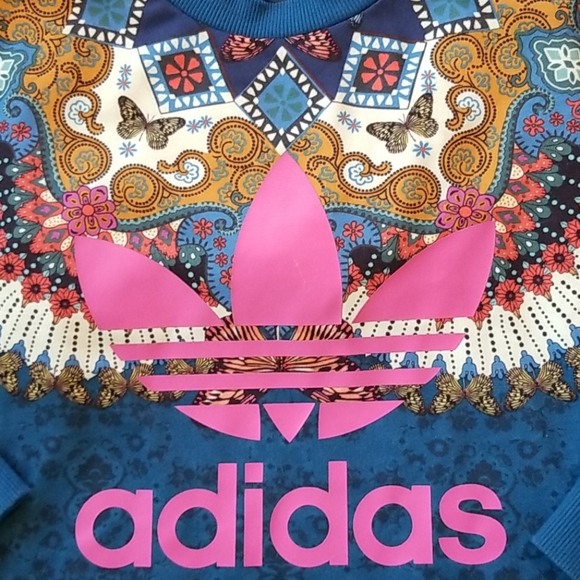 FARM RIO × ADIDAS Collab BLUE Butterflies FEATHERS Leggings P/O Sweatshirt SET S - Picture 12 of 16